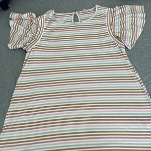 Striped short sleeve A-line dress